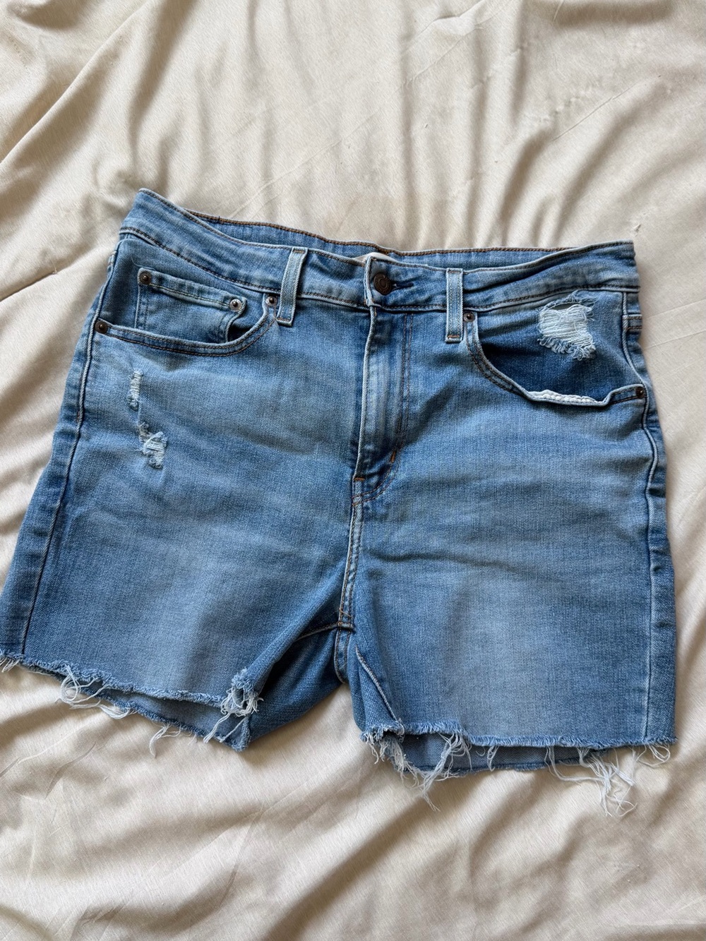 Classic Blue Distressed Women’s Denim Shorts